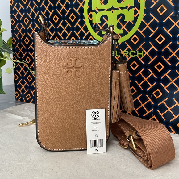 NWT Tory Burch Thea Cellphone Smartphone Pebble Leather Crossbody Black … - Picture 5 of 16